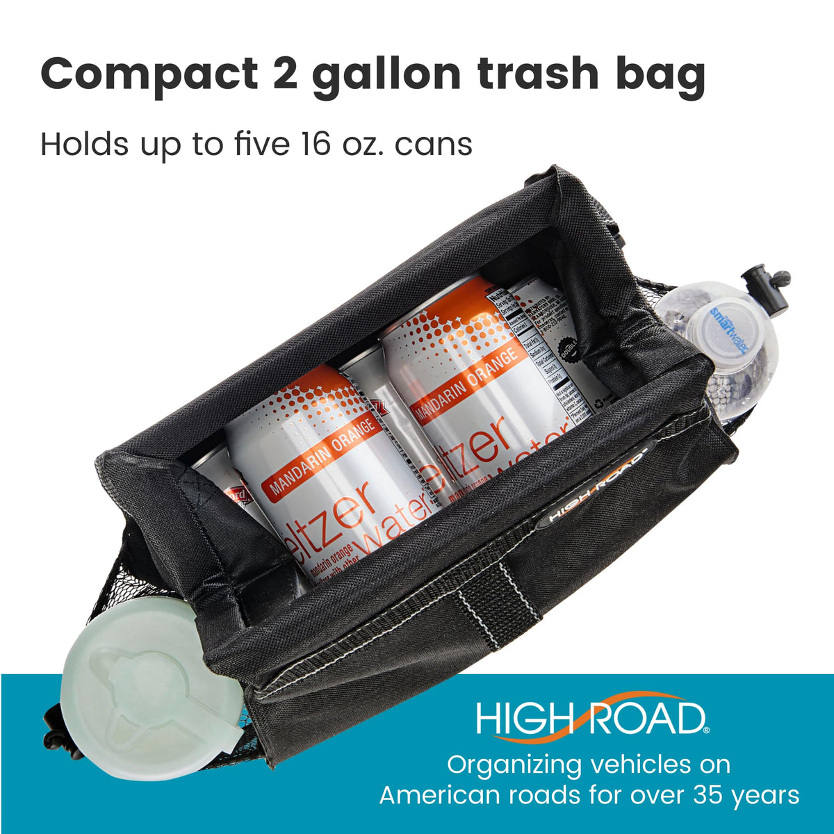 High Road side pockets securing water bottles and wipes for convenience
