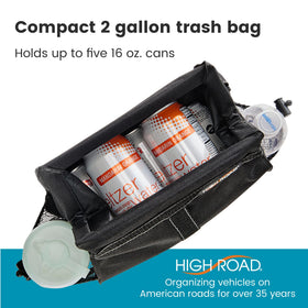 High Road side pockets securing water bottles and wipes for convenience
