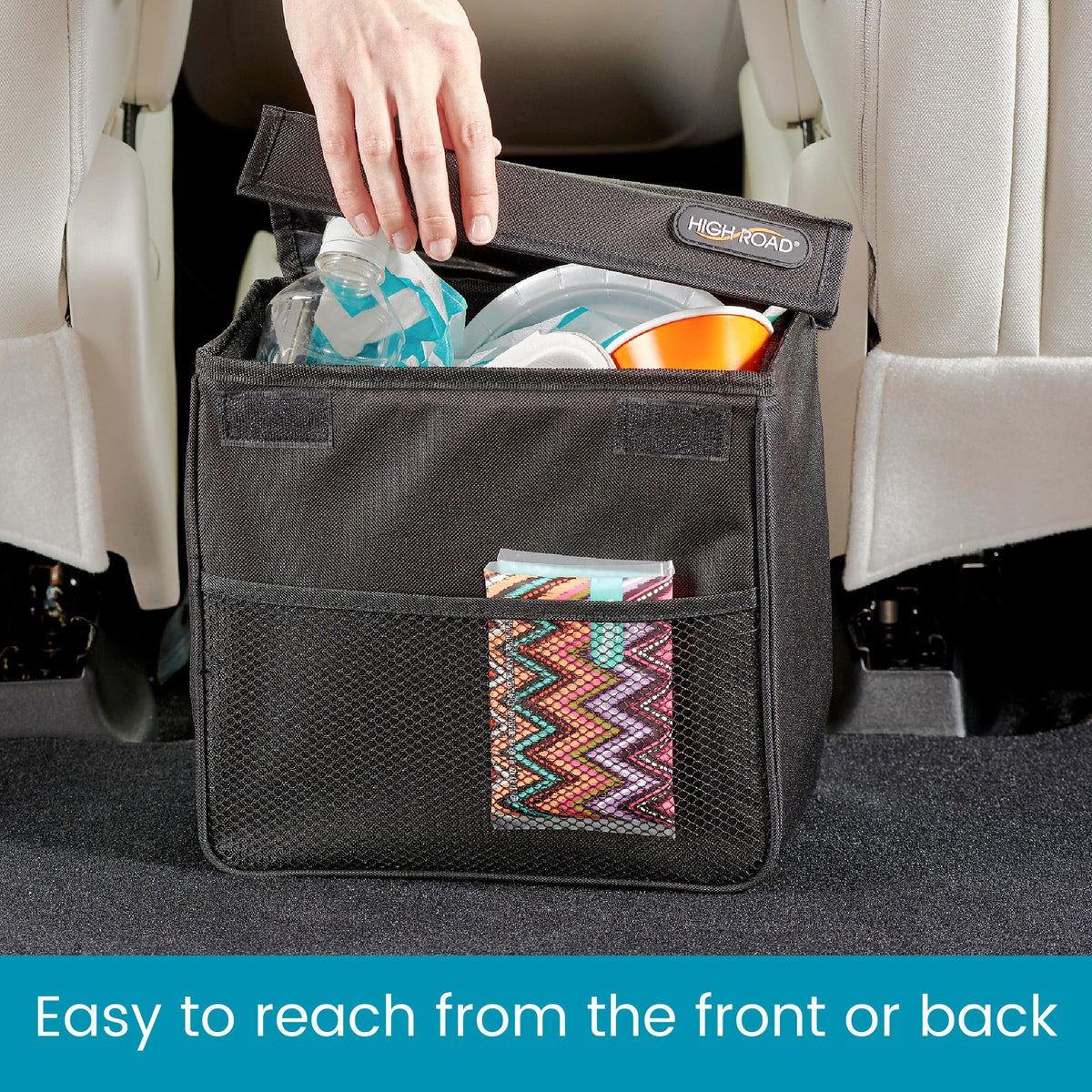 High Road side pocket holding tissues and wipes for quick access