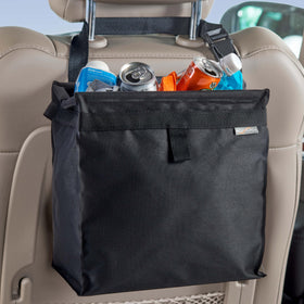 High Road front view of hanging trash can showing covered lid and compact profile for tidy cabin