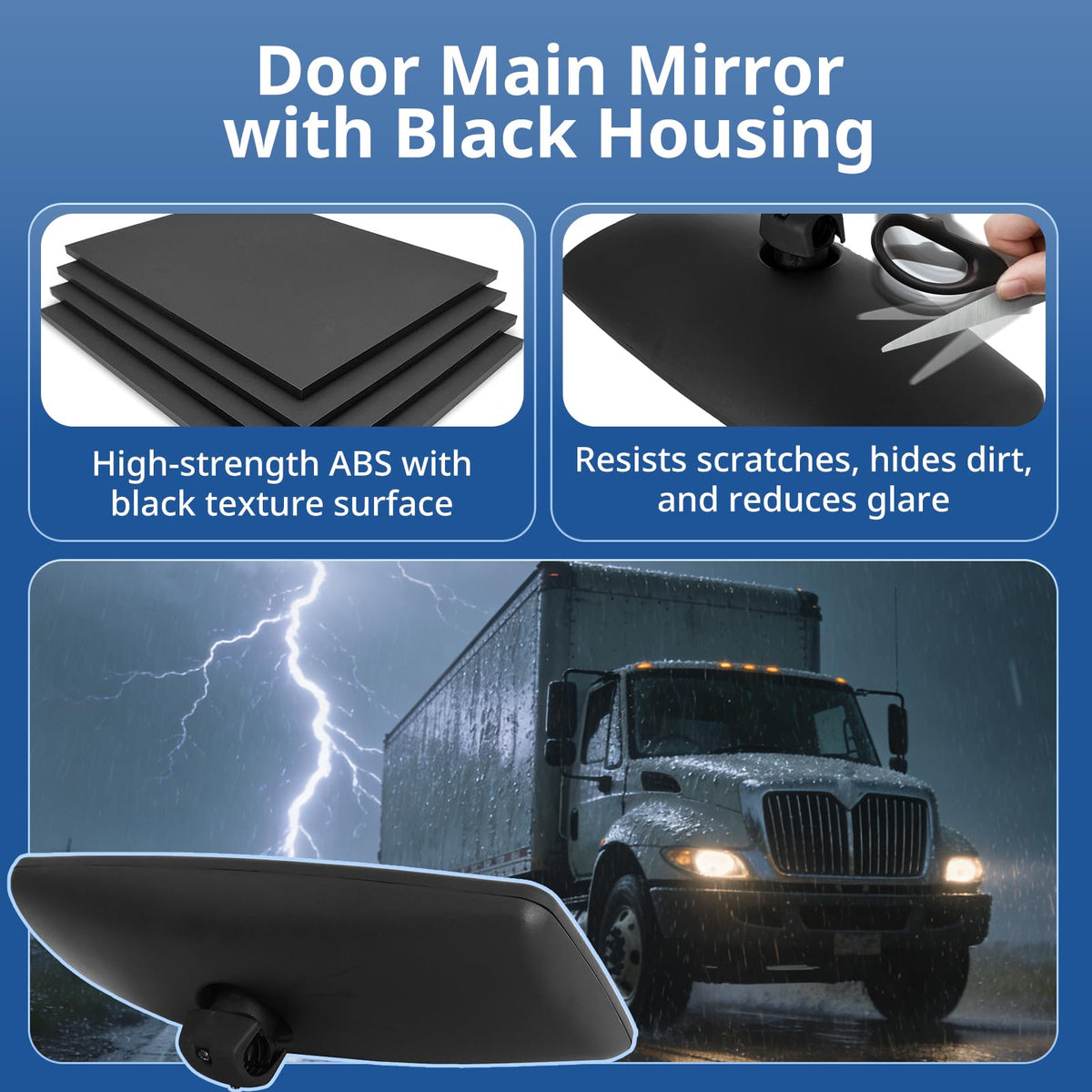 High Soar mirror mounted on an International door showing direct-fit benefit