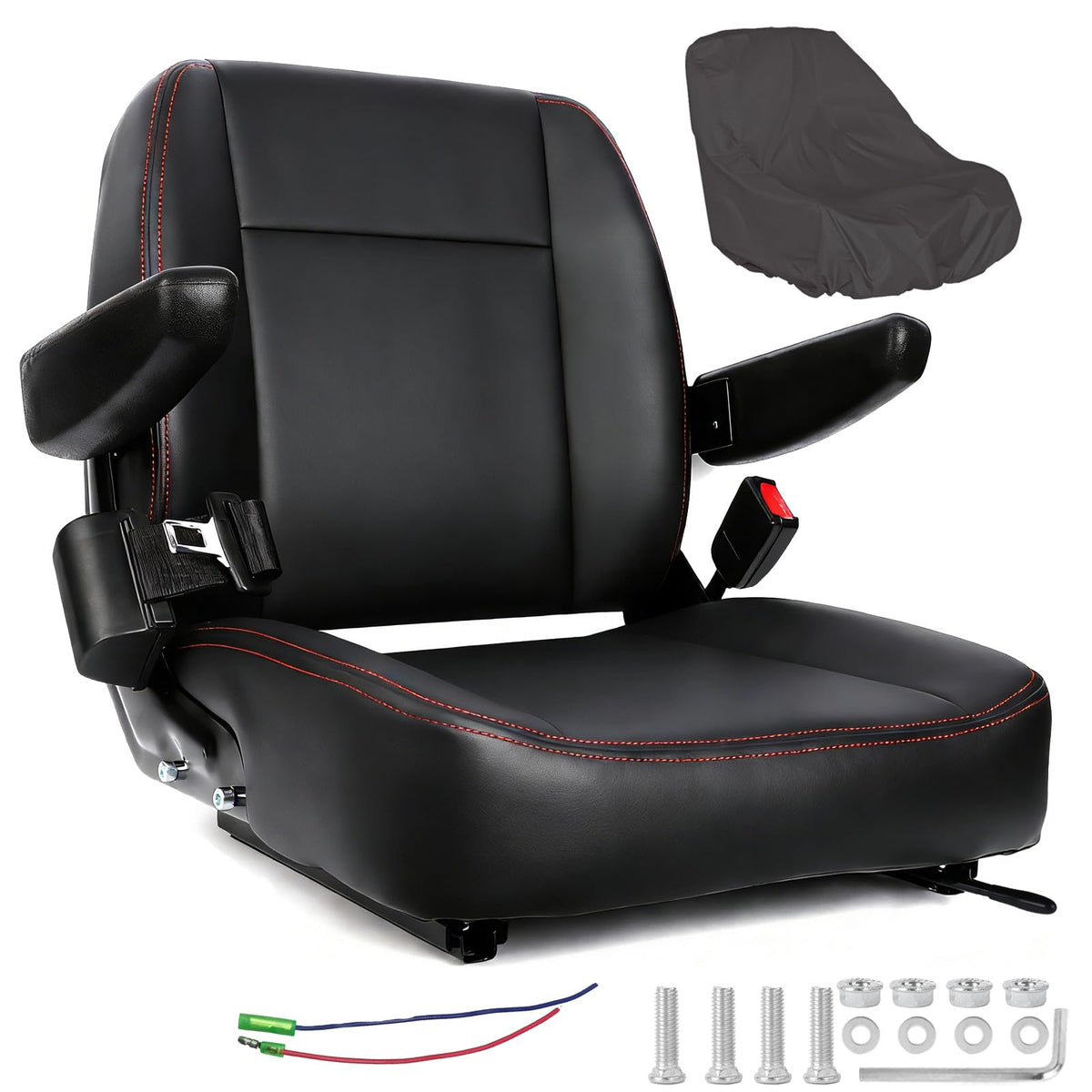 hightall front view of seat showing foam and belt for comfort