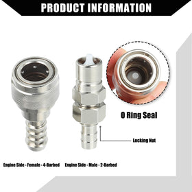 Hihaha connector fitted to outboard fuel hose illustrating proper installation benefit