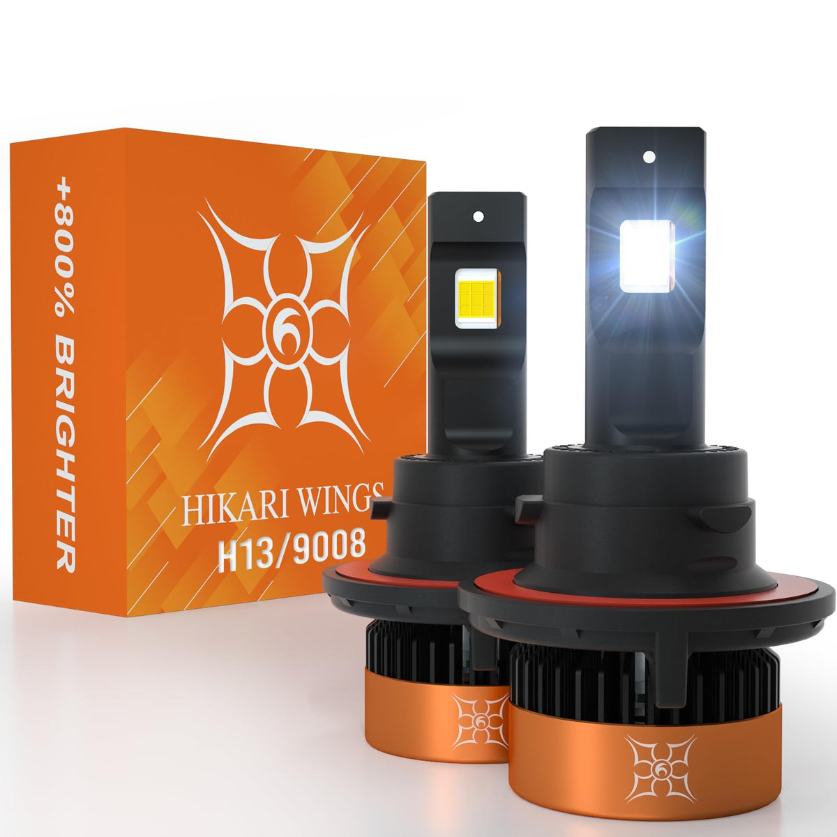 HIKARI WINGS front packaging view showing bulbs and quick-install benefit