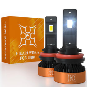 HIKARI WINGS front view of H11 fog light pack showing bulbs and connectors for fast fit