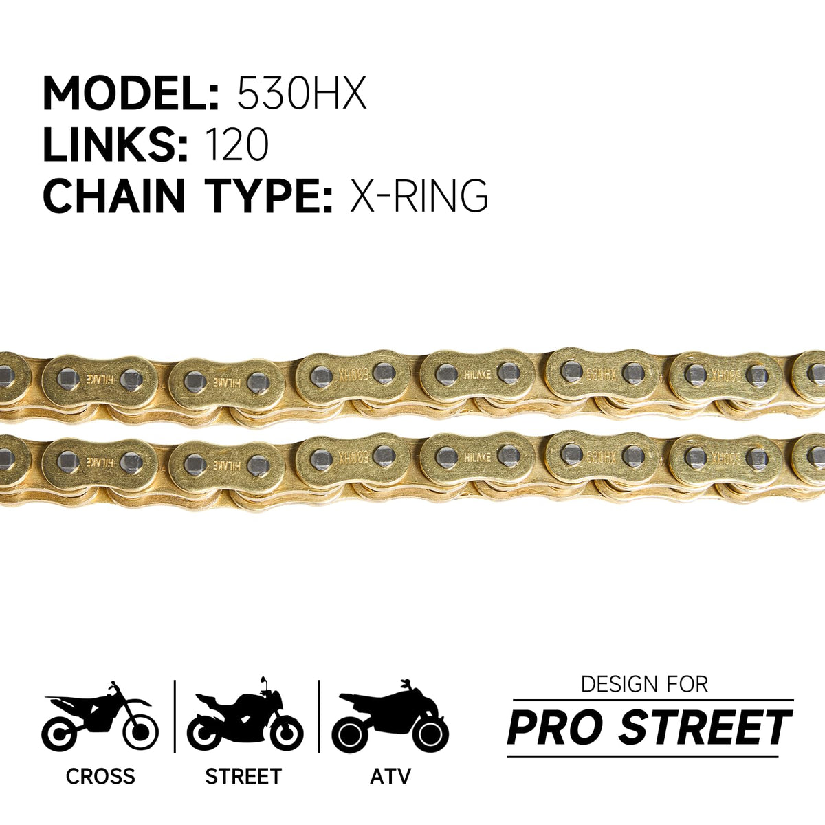 HILAKE gold 530hx X-ring close-up showing seal detail for reduced wear