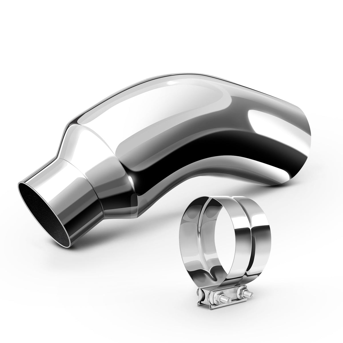 HILMITILE front view elbow tip showing polished chrome for enhanced rear aesthetics