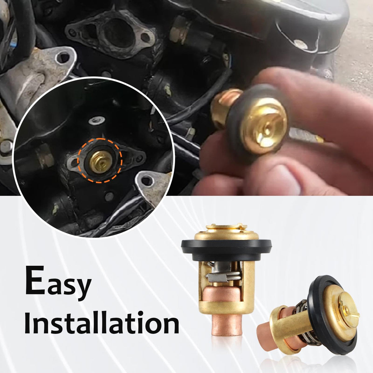 HIMARKLIF thermostat in a boat engine bay demonstrating improved cooling