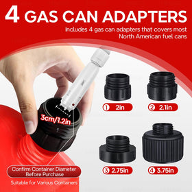 HiNADA pump assembled on a gas can demonstrating leak-reduced safe transfer