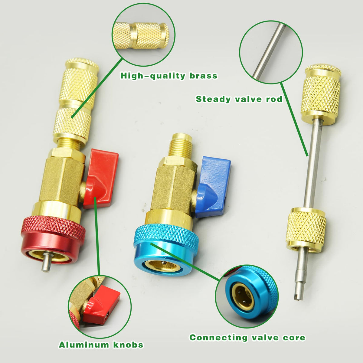 HINGTAI quick connector attached to car AC service port demonstrating leak control