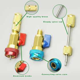 HINGTAI quick connector attached to car AC service port demonstrating leak control