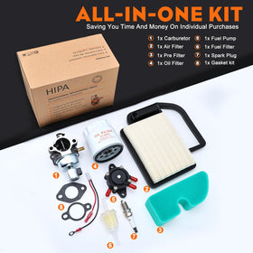 Hipa carburetor with gaskets and filters laid out for convenient tune-up