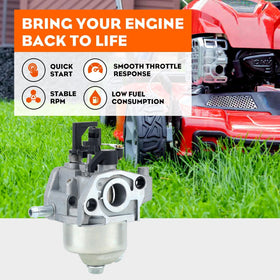 Hipa carburetor mounted on mower engine illustrating straightforward installation benefit