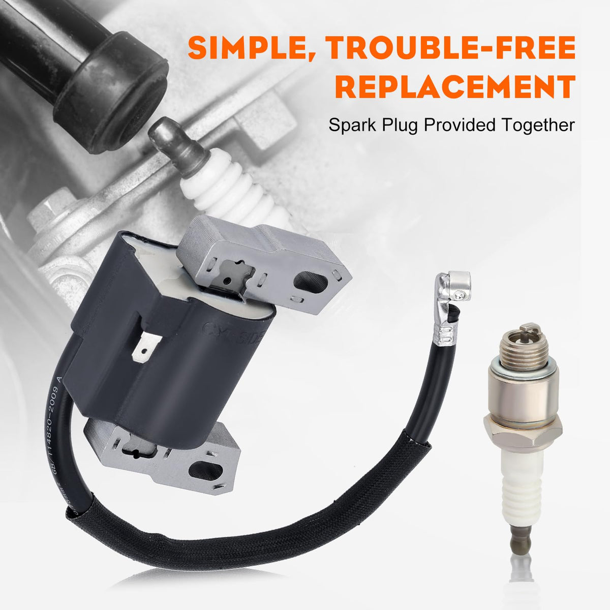 HIPA ignition coil beside ruler showing compact size for easy handling