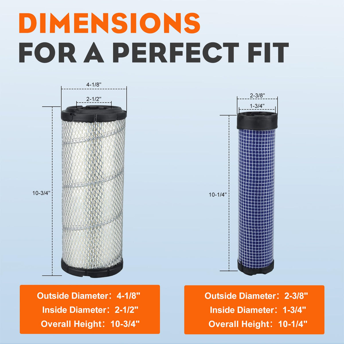 Hipa air filter with dimension overlay to verify fit and installation