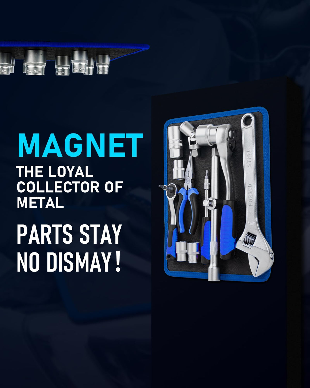 HIPULX mat on a garage workbench providing organized tool access