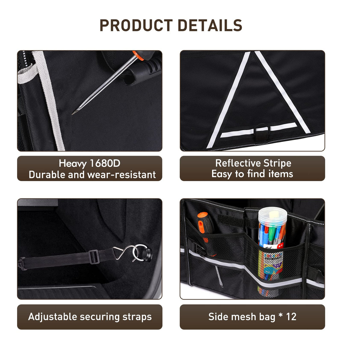 HIRALIY fixing belts attached in trunk to prevent shifting and sliding