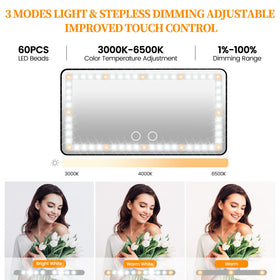 Hirger close-up of LED lights demonstrating adjustable color and brightness benefit