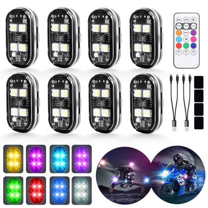 HISUMER front view of eight cordless strobe lights showing kit layout and benefits
