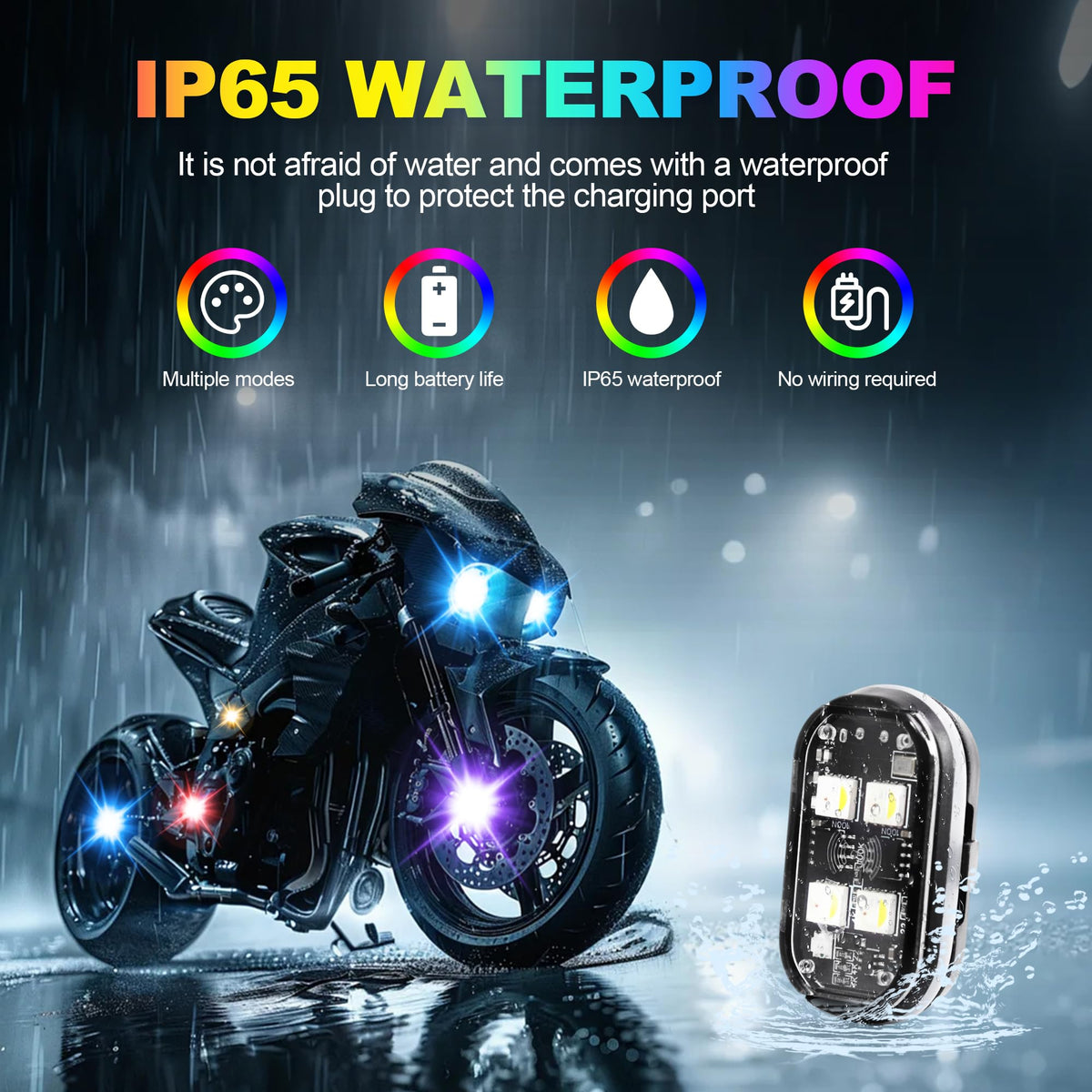 HISUMER remote and lights illustrating easy wireless color and mode control