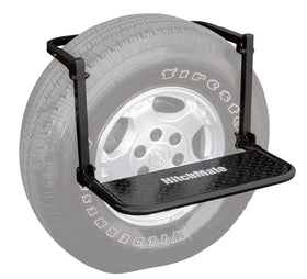 HitchMate TireStep front view showing platform and frame, stable access