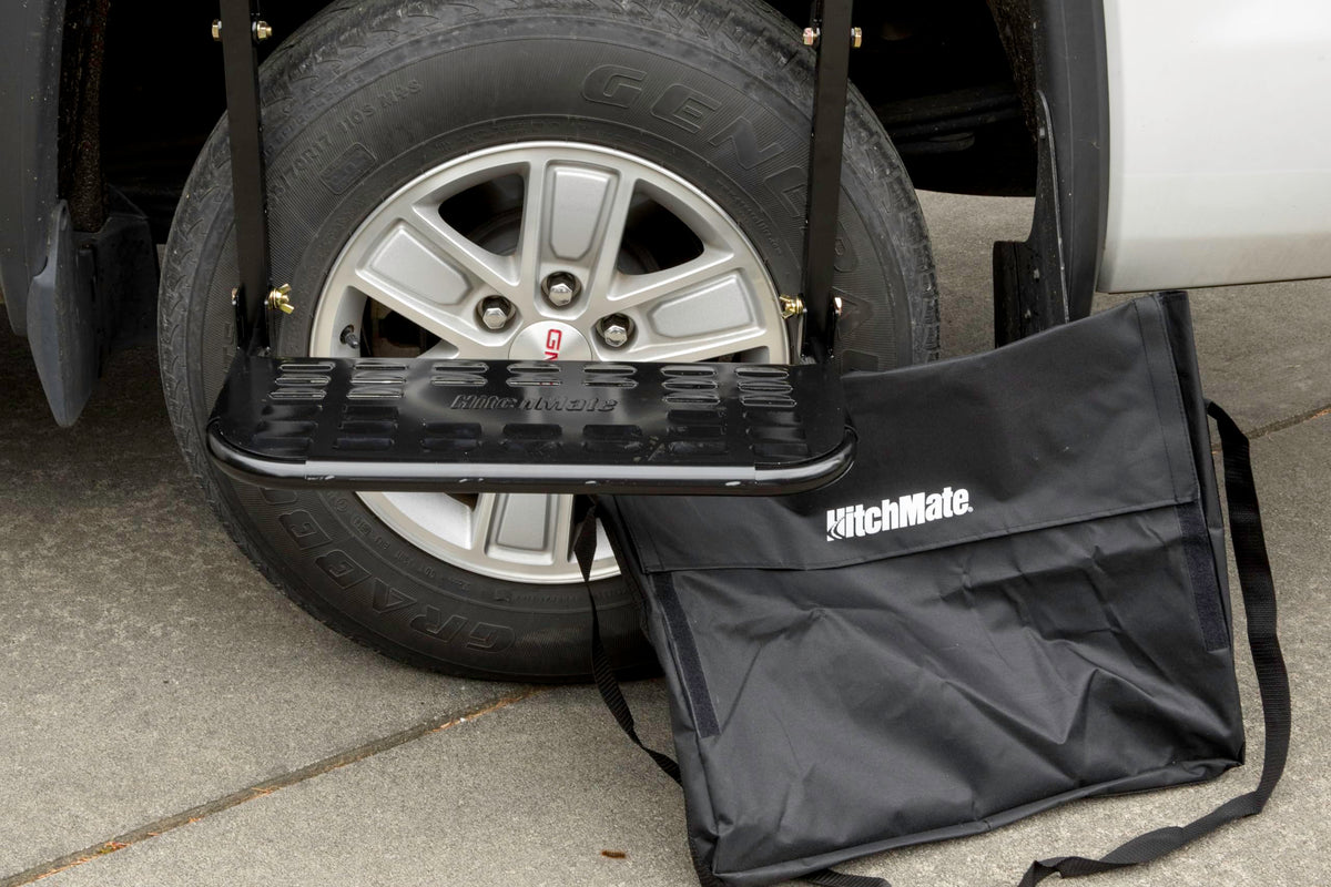 HitchMate TireStep adjustment detail showing three height settings