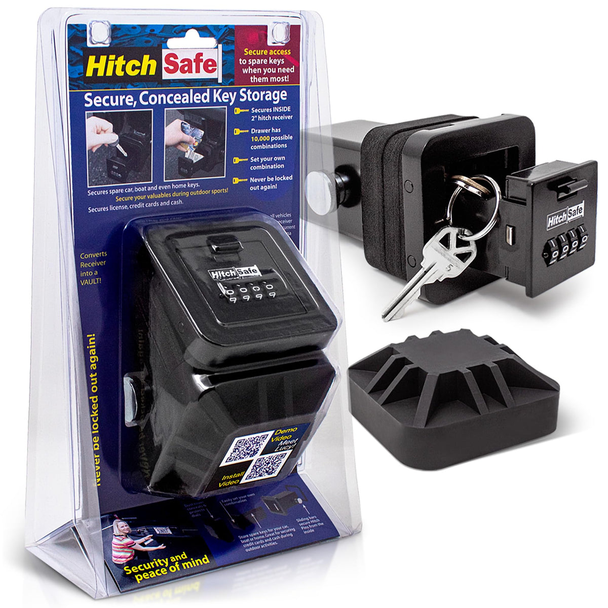 HitchSafe HS7000 front view showing hidden hitch storage and security