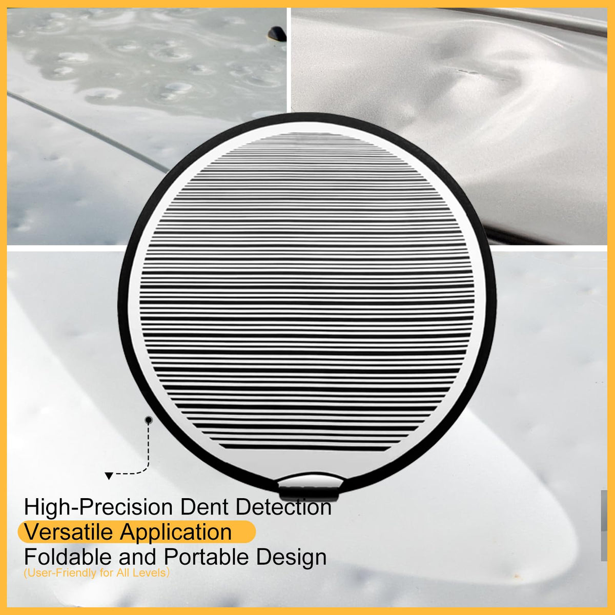 HiYi dent reflector close-up of high-contrast stripes for precise mapping