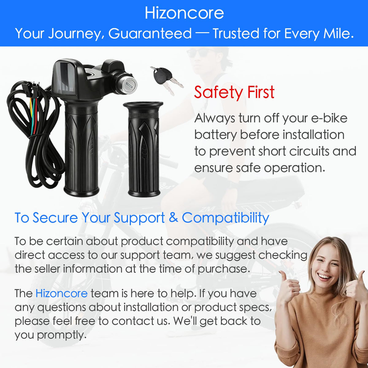 Hizoncore throttle installed on handlebar demonstration for improved rider control