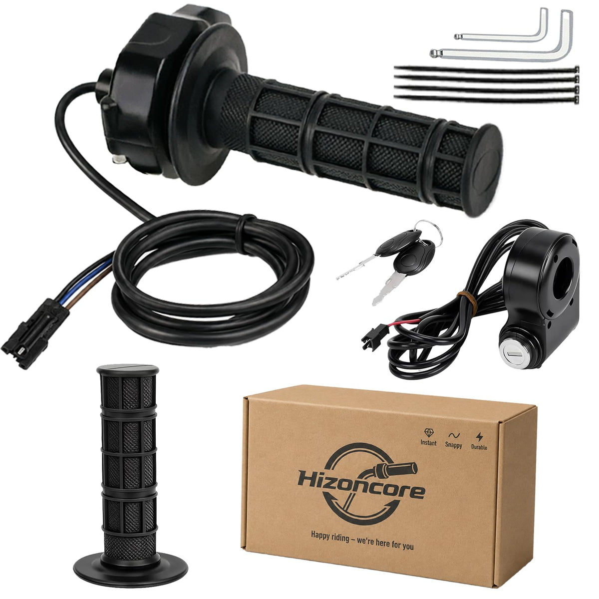 Hizoncore throttle front assembly showing complete kit and ready-to-install advantage