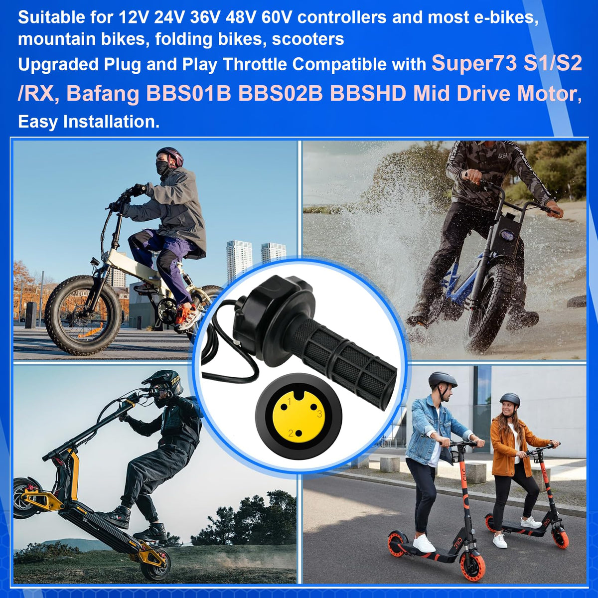 Hizoncore throttle on bike in rain illustrating IP76 protection and consistent performance