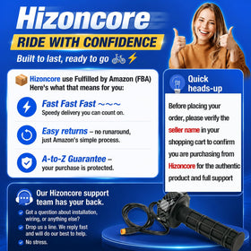 Hizoncore throttle mounted on 22mm handlebar showing correct fit benefit