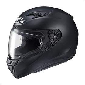 HJC i10 front view semi flat black showing secure visor and aerodynamic shell benefits