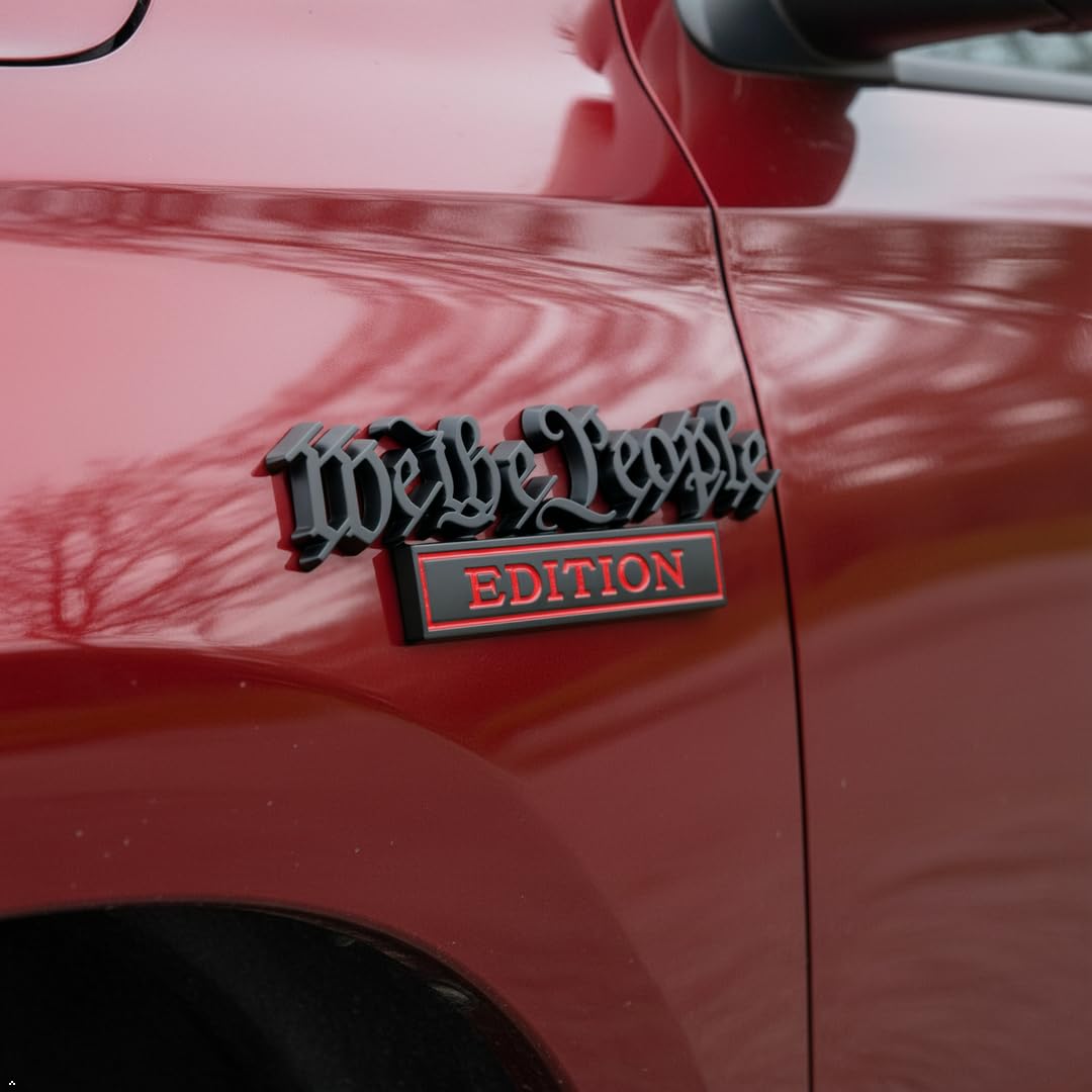 HJKK emblem on a parked truck conveying patriotic style and upgrade appearance