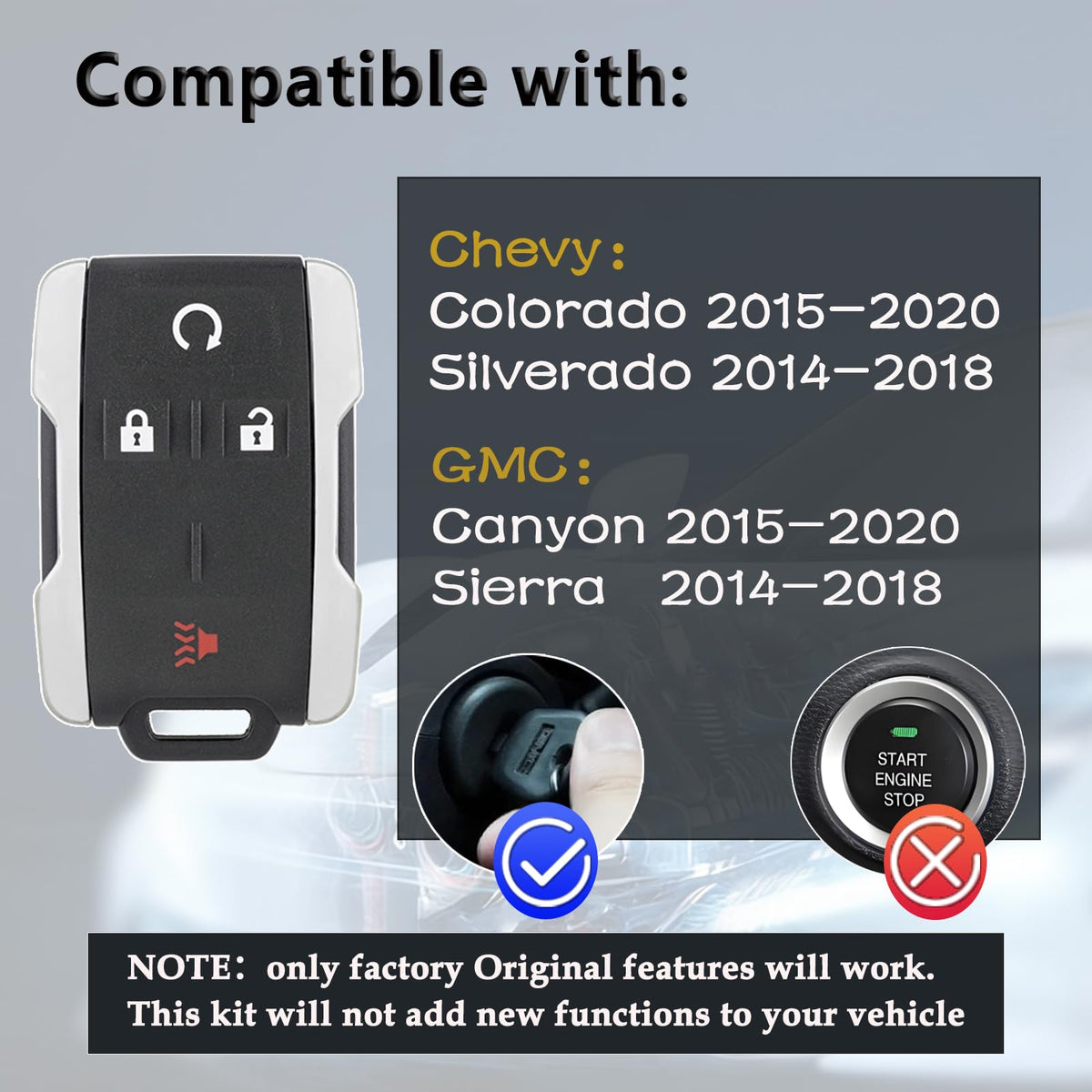 Hkxydems close-up of remote button layout highlighting easy operation and matching OEM buttons