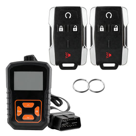 Hkxydems front view of two replacement key fobs showing packaging and ready to program