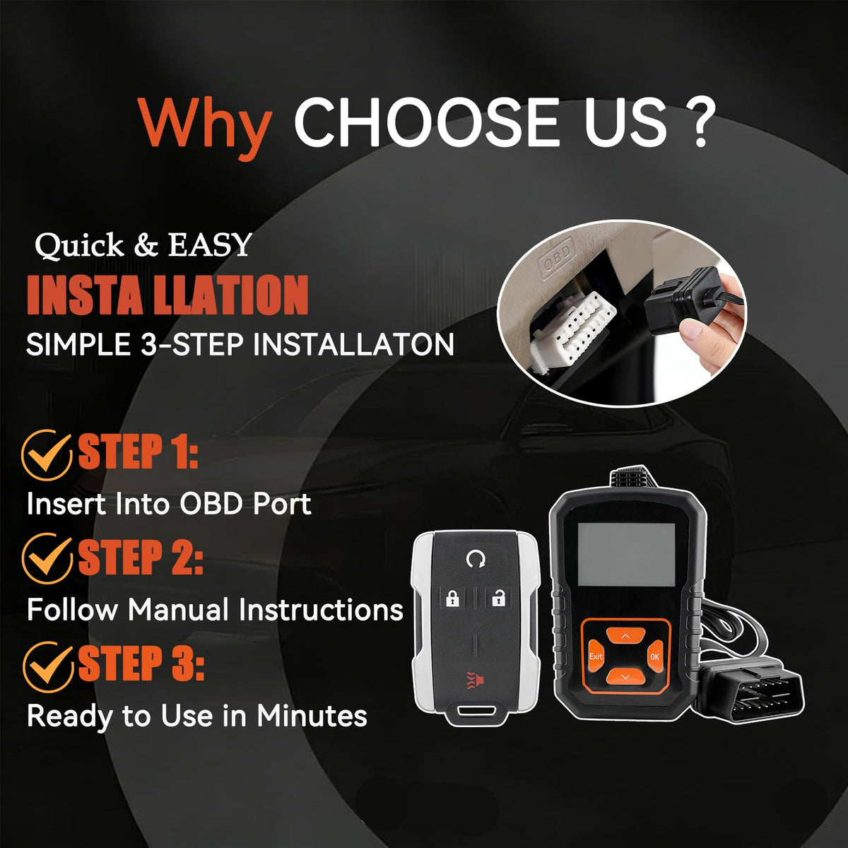Hkxydems rear of key fob showing battery hatch and durable construction for reliable use