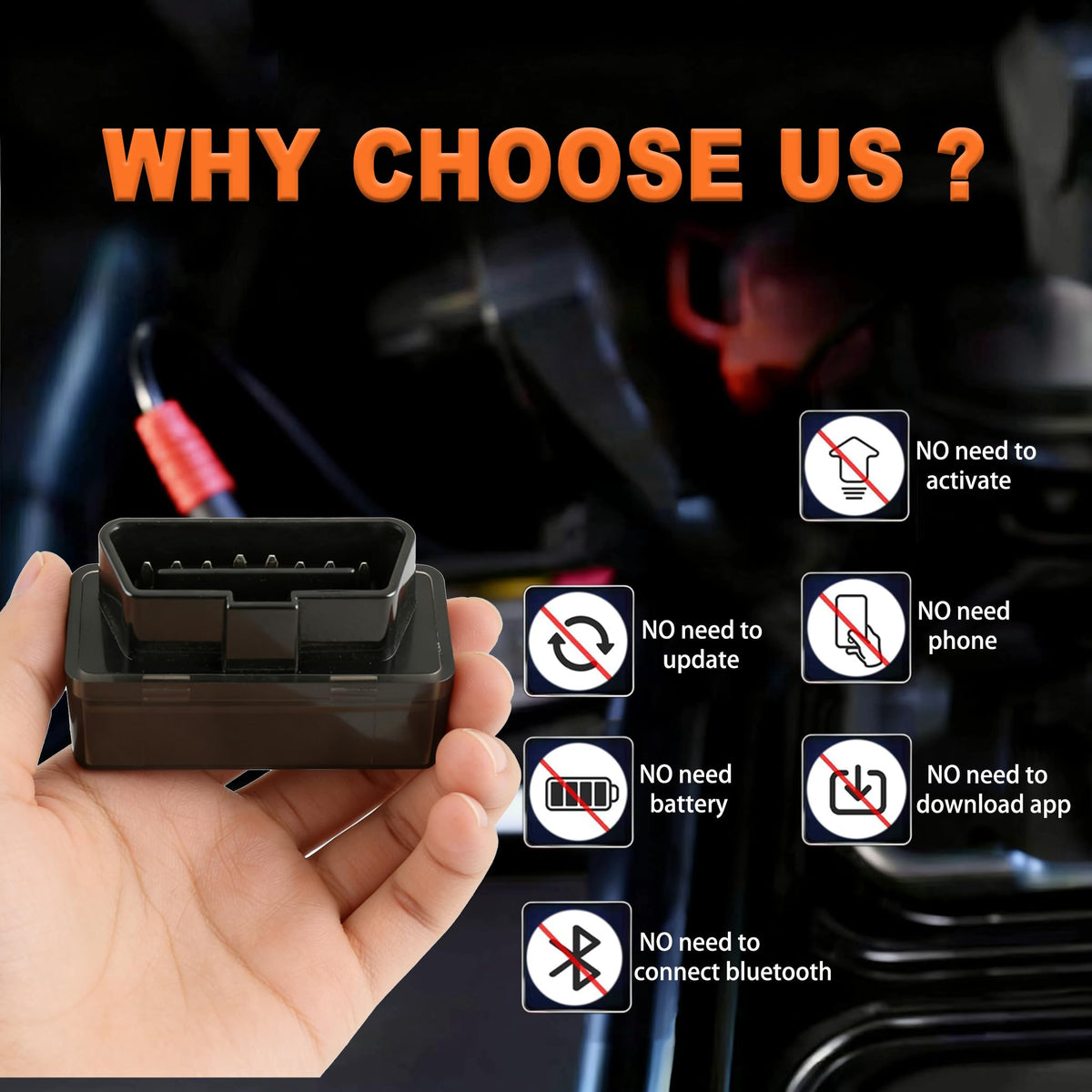 Hkxydems kit contents laid out: two fobs, OBD tool, keyrings, and manual for convenience