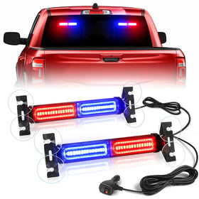HLauto front view of 1002L light bar showing bright red and blue LEDs for enhanced visibility