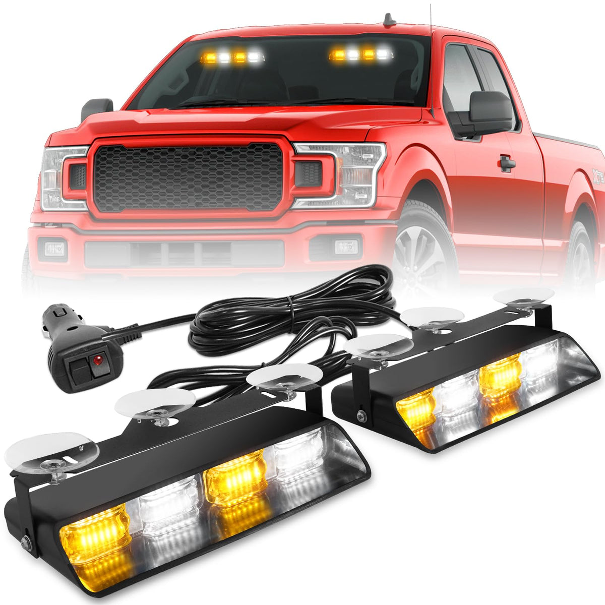 HLauto 2002L front view shows amber white LEDs for improved road visibility