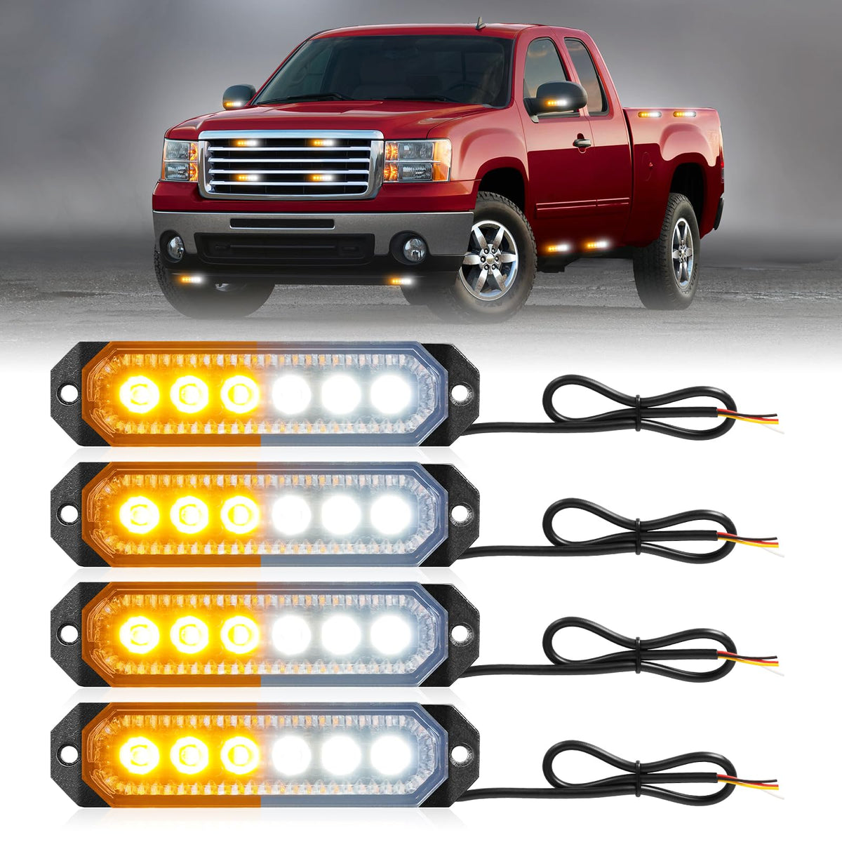 HLauto 406T front view mounted on grille showing bright amber warning