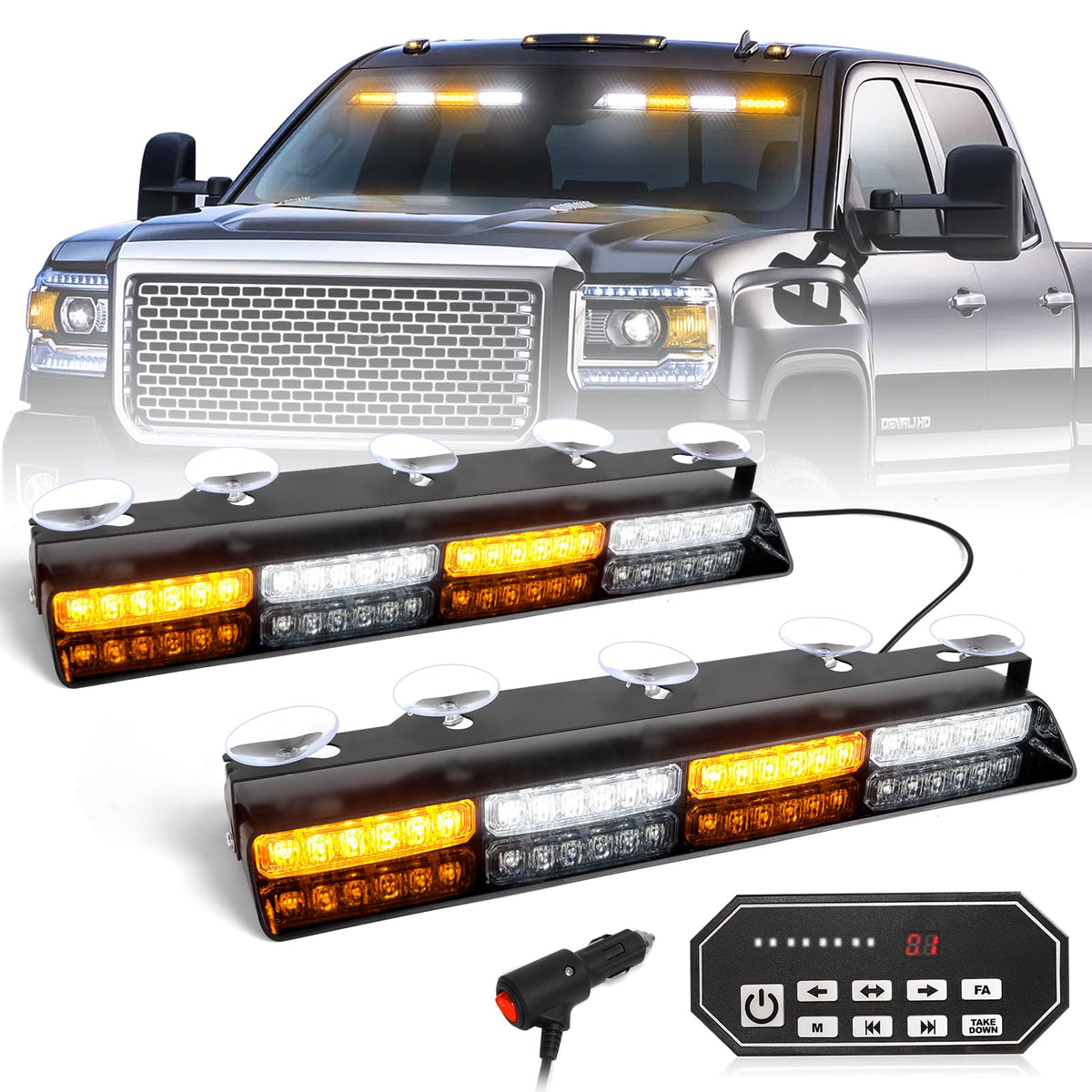 HLauto 604N front view showing amber and white LEDs for high visibility