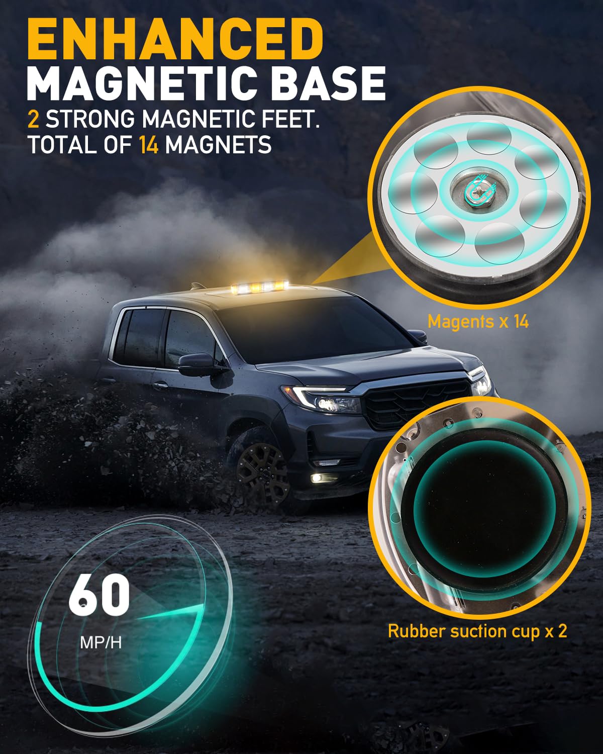 HLauto 700A mounted on a snowplow roof showing weather resistance in action