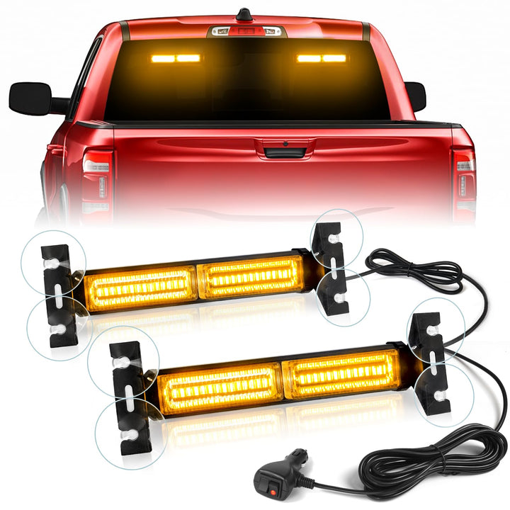 HLauto front view of amber light bar showing strong warning visibility
