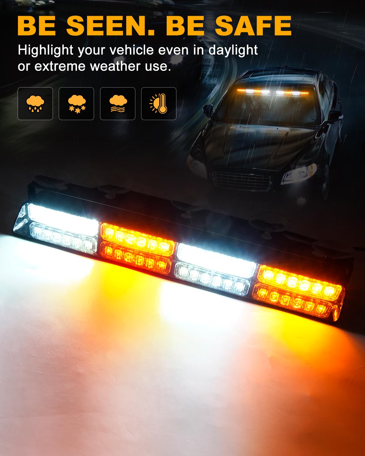 HLauto mounted on windshield visor illustrating clear warning visibility