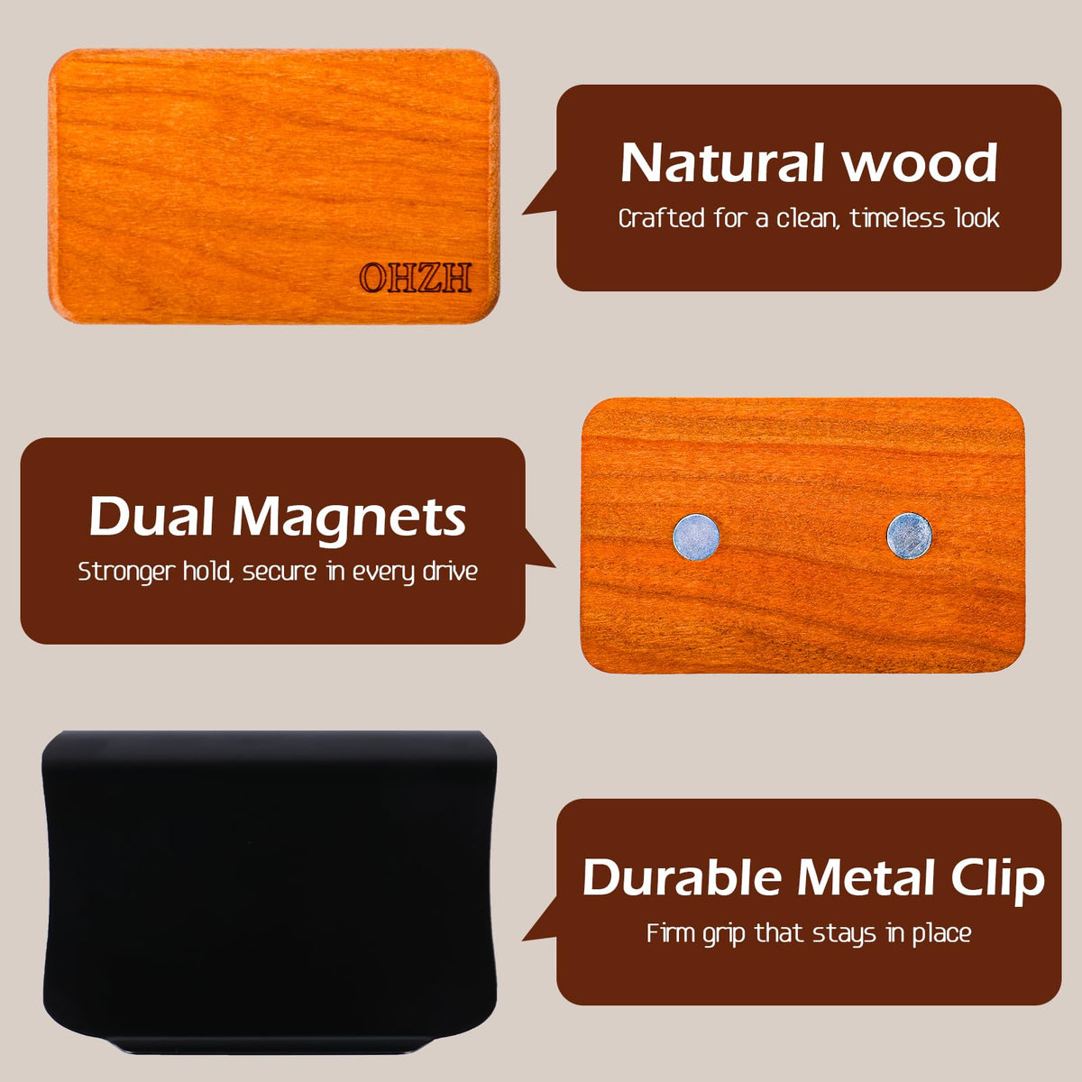 HLLNWB wooden freshener on dashboard styling vehicle interior with subtle aroma benefit