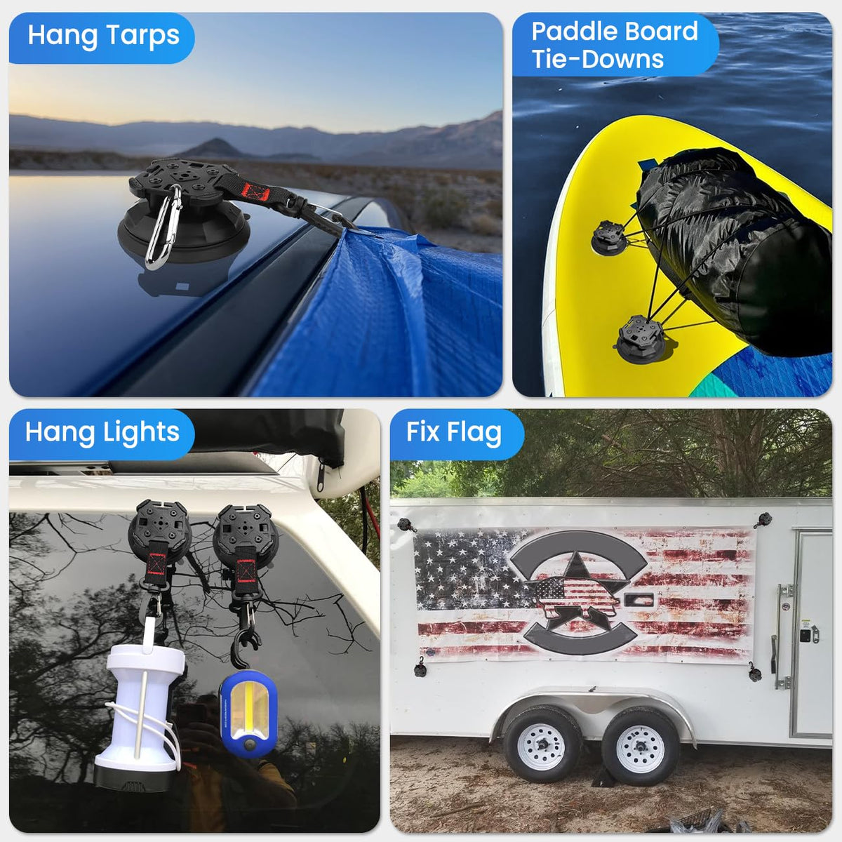 HLOGREE packaging contents laid out showing four cups and four aluminum buckles