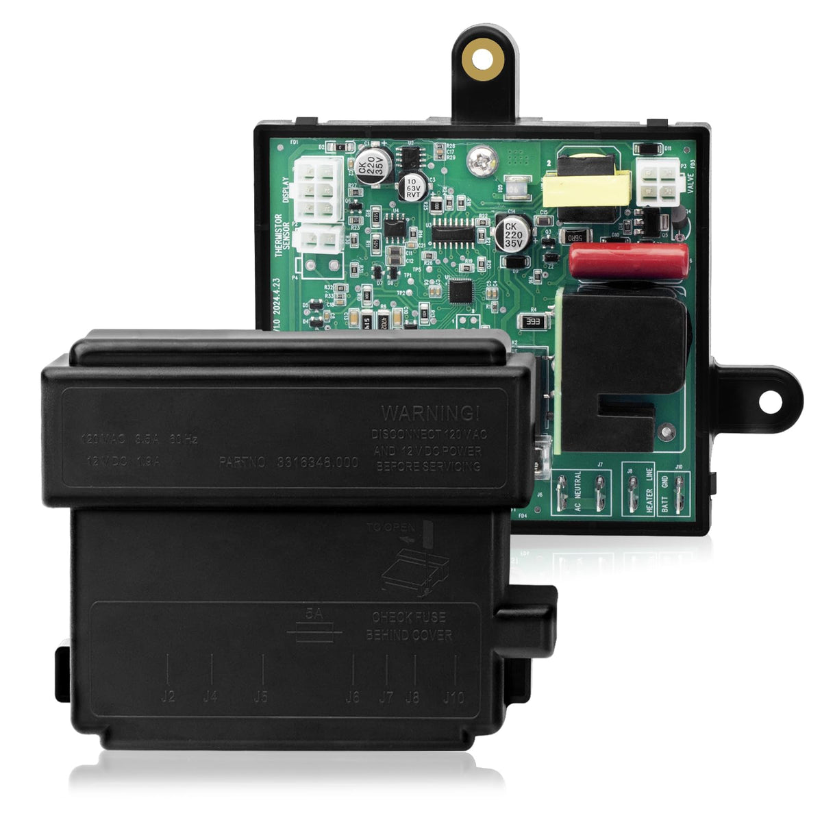 HLTIT front panel view showing replacement board and mounting points for quick identification