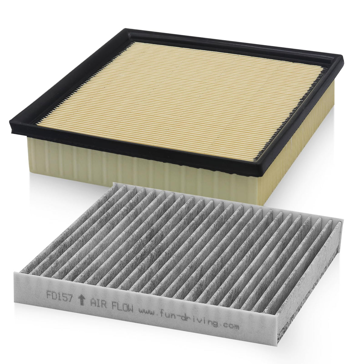 HMENG front packaging showing both engine and cabin filters for easy identification and fit