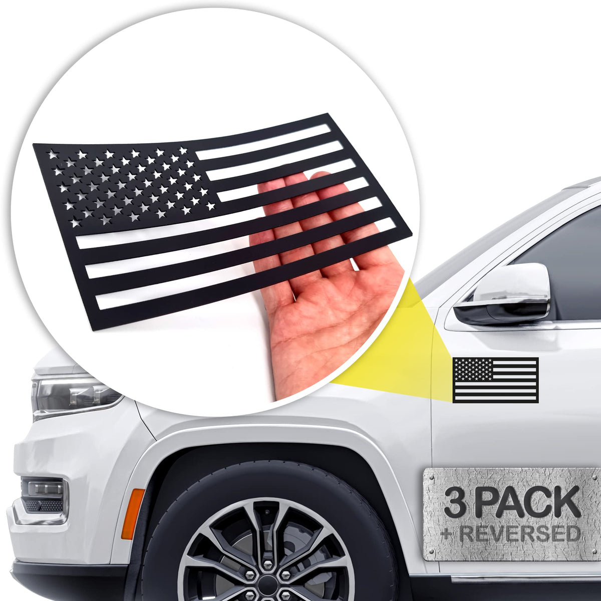 HMmagnets front-on flag magnet on car door showing secure hold